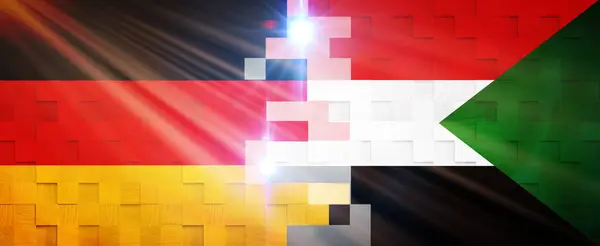 stock image Creative Flags Design of (Germany and Sudan) flags banner, 3D illustration.