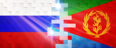 Yaratıcı Bayraklar Tasarımı (Rusya ve Eritre) bayrak, 3D illüstrasyon.