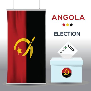 Angola seçim arkaplanı oy sandığı, vektör illüstrasyonu.