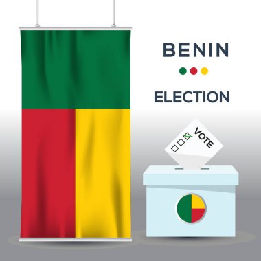 Benin seçim arkaplanı oy sandığı, vektör illüstrasyonu.