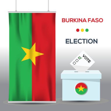 Burkina Faso seçim arkaplanı oy sandığı, vektör illüstrasyonu.