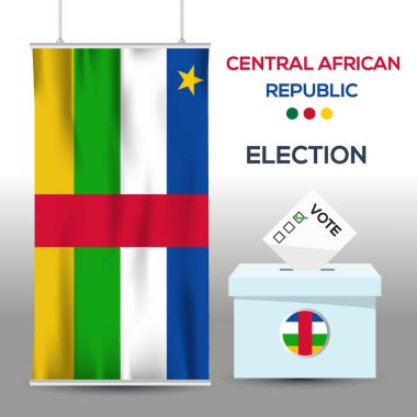 Orta Afrika Cumhuriyeti seçim arkaplanı oy sandığı, vektör illüstrasyonu.