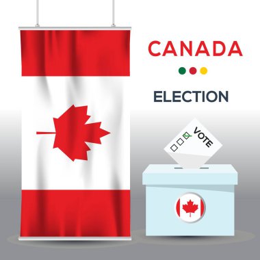 Kanada seçim arkaplanı oy sandığı, vektör illüstrasyonu.