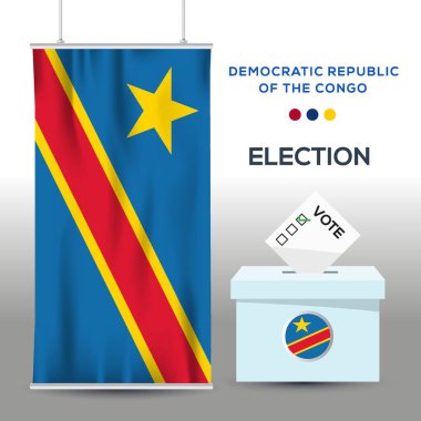Oy sandığı, vektör illüstrasyonlu Kongo seçim arkaplanı.