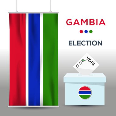 Oy sandığı, vektör illüstrasyonlu Gambiya seçim arkaplanı.