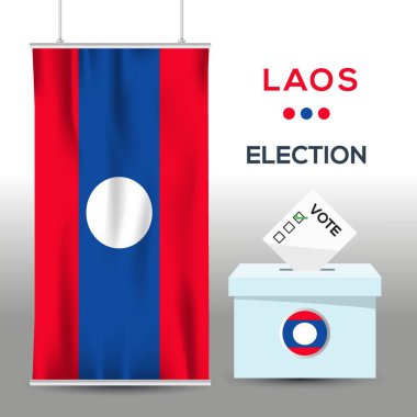 Laos seçim arkaplanı oy sandığı, vektör illüstrasyonu.