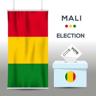 Seçim arkaplanı oy sandığı, vektör illüstrasyonu olan Mali seçim bayrağı.