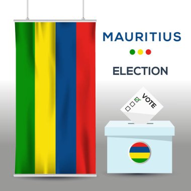 Mauritius seçim arkaplanı oy sandığı, vektör illüstrasyonu.