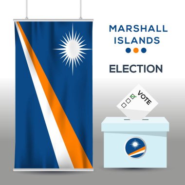 Marshall Adaları seçim arkaplanı oy sandığı, vektör illüstrasyonu.