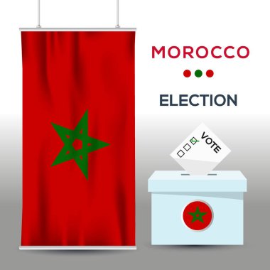 Fas seçim arkaplanı oy sandığı, vektör illüstrasyonu.