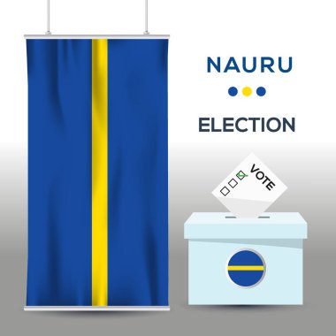 Nauru seçim arkaplanı oy sandığı, vektör illüstrasyonu.