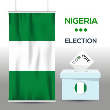 Nijerya seçim arkaplanı oy sandığı, vektör illüstrasyonu.