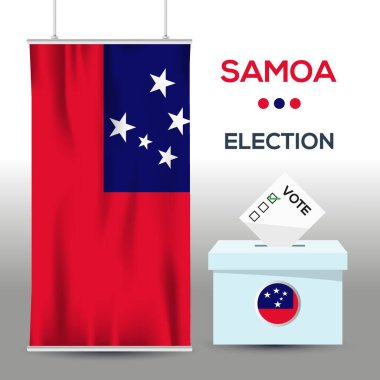 Samoa seçim arkaplanı oy sandığı, vektör illüstrasyonu.