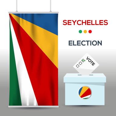 Oy sandığı, vektör illüstrasyonlu Seyşeller seçim arkaplanı.