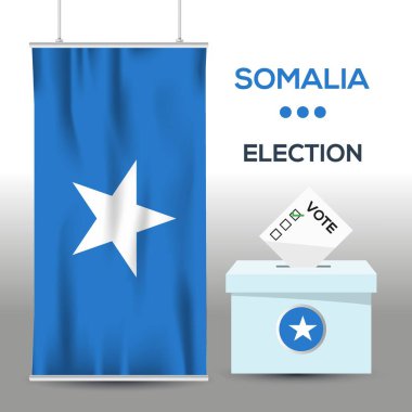 Oy sandığı, vektör illüstrasyonlu Somali seçim bayrağı geçmişi.