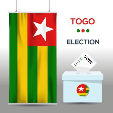Oy sandığı ve vektör illüstrasyonlu Togo seçim arkaplanı.