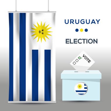 Oy sandığı, vektör illüstrasyonlu Uruguay seçim arkaplanı.