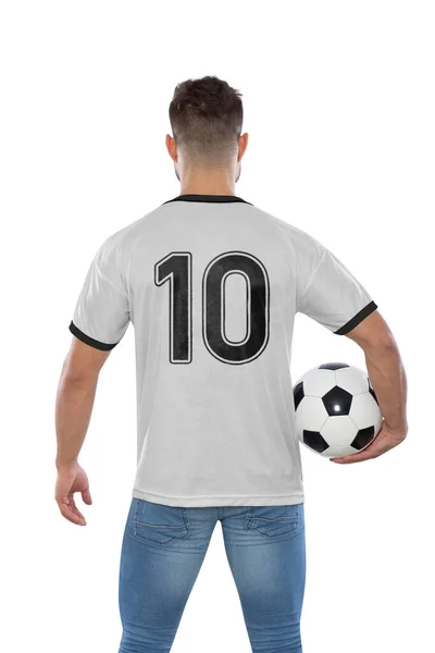 Voetbalfan Met Nummer Tien Witte Trui Nationale Ploeg Van Duitsland — Stockfoto