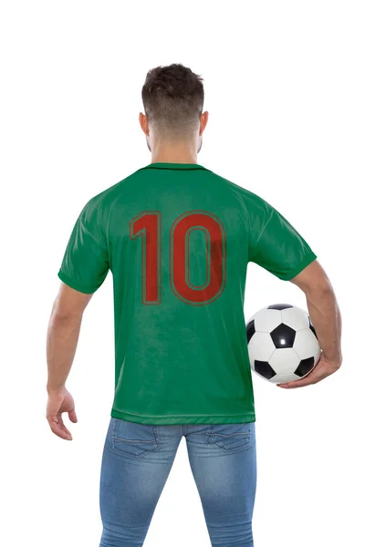 Soccer Fan Man Number Ten Green Jersey National Team Cameroon — Stock Photo, Image