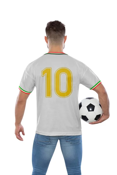 Aficionado Fútbol Con Número Diez Jersey Blanco Selección Nacional Senegal —  Fotos de Stock