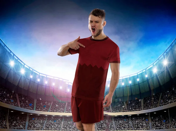Jugador Fútbol Profesional Camiseta Selección Nacional Qatar Con Pelota Las —  Fotos de Stock