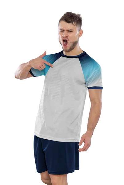 Jugador Fútbol Profesional Con Una Camiseta Selección Inglaterra Gritando Con —  Fotos de Stock