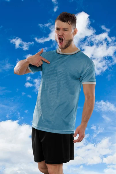 Jugador Fútbol Profesional Con Una Camiseta Azul Selección Nacional Uruguay —  Fotos de Stock