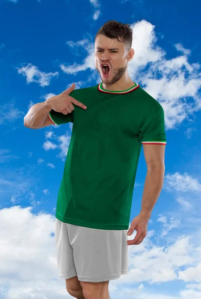 Joueur Football Professionnel Dans Shirt Vert Équipe Nationale Mexique Criant — Photo