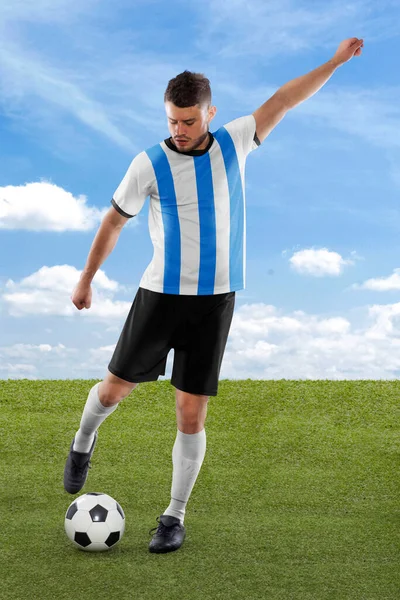 Professionell Fotbollsspelare Med Ljus Blu Och Vit Argentina Landslag Tröja — Stockfoto