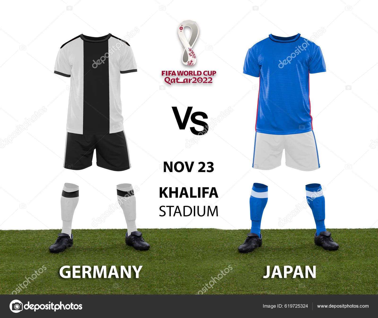 Match Germany Japan Uniforms Countries White Background Fifa World Cup