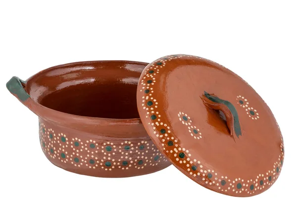 Red Clay Pot Handmade Lid Made Mexico Traditional Handmade Mexican — Fotografia de Stock