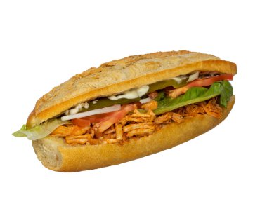 Et yemeği, farklı güveç ve beyaz arka planda baget.