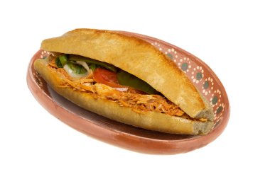 Et yemeği, farklı güveç ve balçık tabağı ve beyaz arka plan..