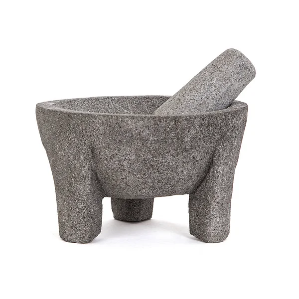 Handmade Volcanic Stone Molcajete Grind Chili Spices Vegetables Handmade Isolated — Photo