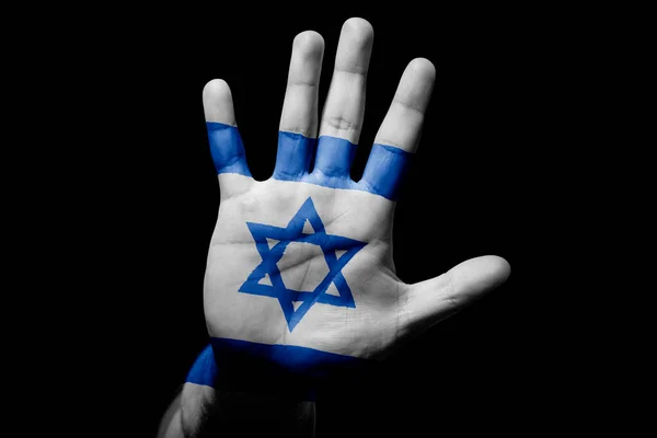 Rude Man Hand Flag Israel Stop Sign Anger Discrimination Racism — Stock Photo, Image