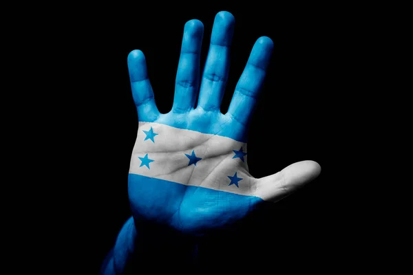 Αγενής Χέρι Σημαία Της Ονδούρας Στο Στοπ Του Θυμού Των — Φωτογραφία Αρχείου