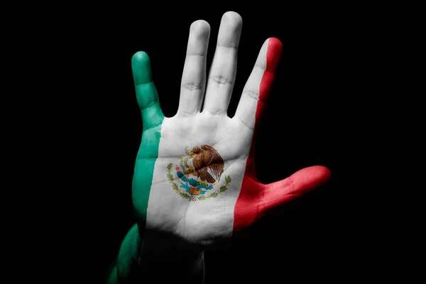 Rude Man Hand Flag Mexico Stop Sign Anger Discrimination Racism — Foto de Stock