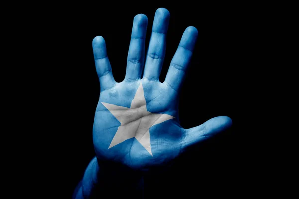 Rude Man Hand Flag Somalia Stop Sign Anger Discrimination Racism — Foto Stock