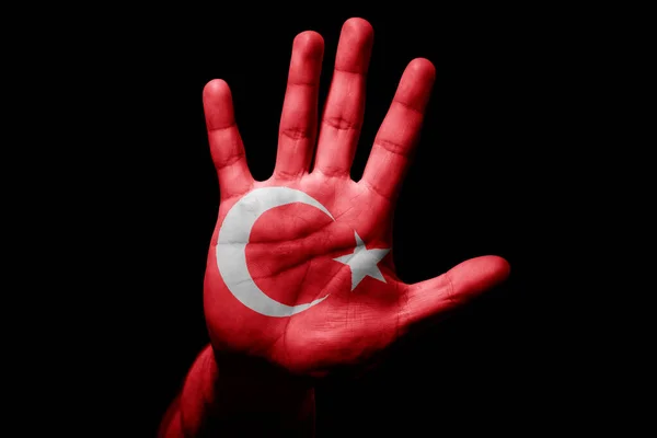 Rude Man Hand Flag Turkey Stop Sign Anger Διακρίσεις Ρατσισμός — Φωτογραφία Αρχείου