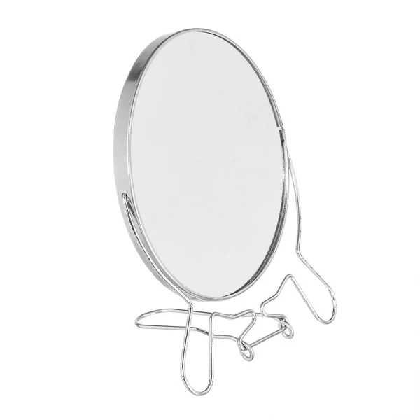 Espelho Artesanal Para Penteadeira Feita Metal Sobre Fundo Branco — Fotografia de Stock