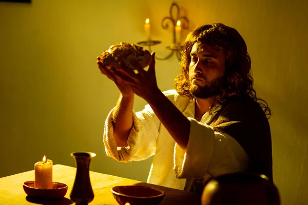 Znázornění Scén Ježíše Krista Při Poslední Večeři Jeho Apoštoly Teplými — Stock fotografie