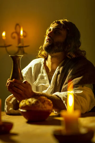 Representación Escenas Jesucristo Durante Última Cena Con Sus Apóstoles Con —  Fotos de Stock