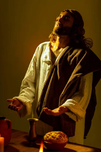 Representación Escenas Jesucristo Durante Última Cena Con Sus Apóstoles Con —  Fotos de Stock