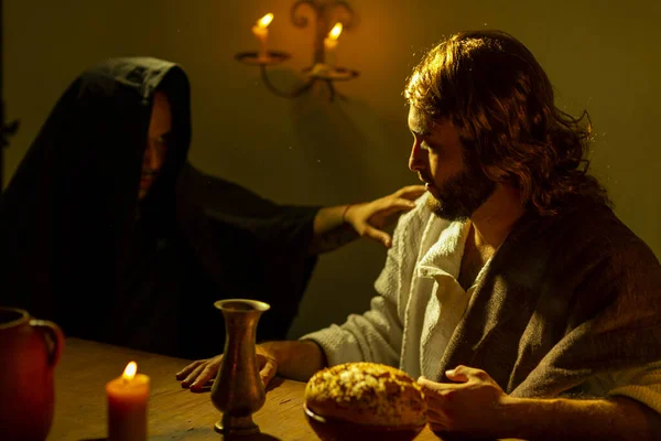 Representação Cenas Jesus Cristo Durante Última Ceia Com Seus Apóstolos — Fotografia de Stock