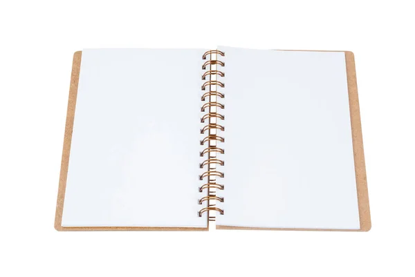 Open Notebook Top View White Background — Zdjęcie stockowe