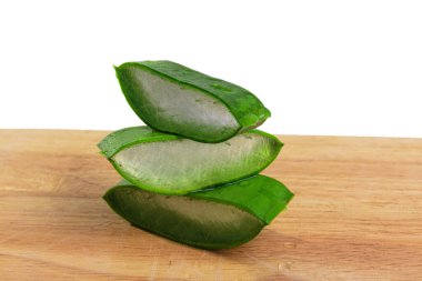 Güneşli bir günde bahçedeki aloe üsten kesiliyor.