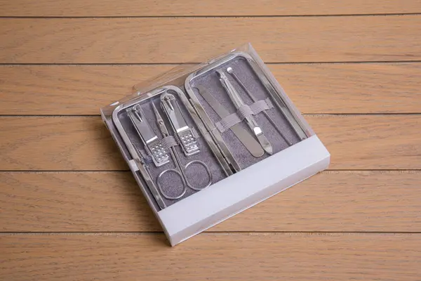 Multi Piece Metal Nail Tool Kit Transparent Plastic Packaging Metal Stock Picture