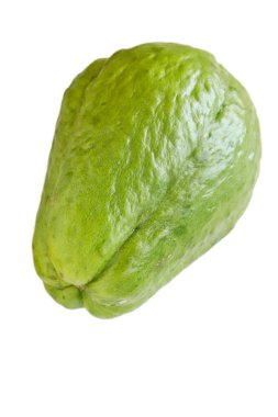 A close up shot of a fresh choko (chayote) fruit on white background. clipart