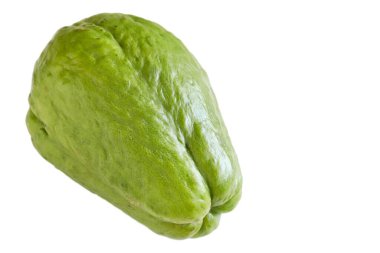 A close up shot of a fresh choko (chayote) fruit on white background. clipart