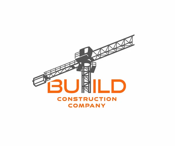 Construction Tower Crane Construction Site Logo Design Heavy Industrial Machinery — Stock Vector